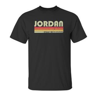 Jordan Surname Funny Retro Vintage 80S 90S Reunion Unisex T-Shirt | Favorety