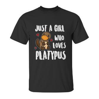 Just A Girl Who Loves Platypus Funny Platypus Costume Graphic Design Printed Casual Daily Basic Unisex T-Shirt | Favorety AU