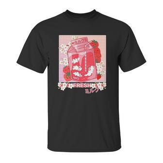 Kawaii Anime 90S Japanese Pastel Goth Strawberry Milk Unisex T-Shirt | Favorety AU