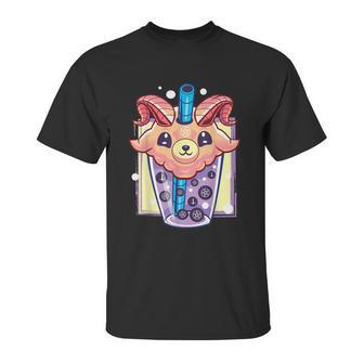 Kawaii Pastel Goth Creepy Baphomet Boba Bubble Tea Vaporwave Unisex T-Shirt | Favorety