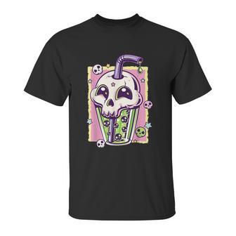 Kawaii Pastel Goth Creepy Skull Boba Bubble Tea Vaporwave Unisex T-Shirt | Favorety UK