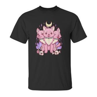 Kawaii Pastel Goth Cute Creepy 3 Headed Dog Unisex T-Shirt | Favorety DE