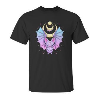 Kawaii Pastel Goth Cute Creepy Crescent Moon Bat Unisex T-Shirt | Favorety DE