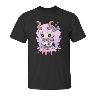 Kawaii Pastel Goth Cute Creepy Girl Anime Skull Unisex T-Shirt | Favorety AU