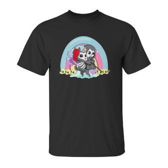 Kawaii Pastel Goth Unicorn And Grim Reaper Creepy Unicorn Unisex T-Shirt | Favorety DE