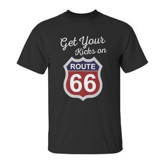 Get Your Kicks Route 66 Distressed &S Unisex T-Shirt | Favorety