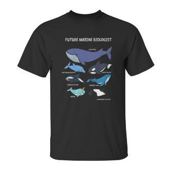 Kids Future Marine Biologist Types Of Whales And Dolphins Whale Biology Pun Unisex T-Shirt | Favorety CA