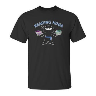 Kids Reading Ninjaby Scarebaby Blue Unisex T-Shirt | Favorety