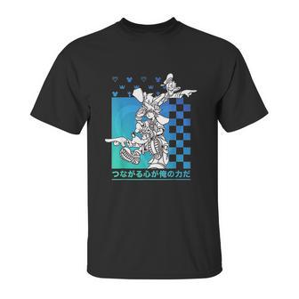 Kingdom Hearts Sora Donald Goofy Kanji Checkerboard Unisex T-Shirt | Favorety UK