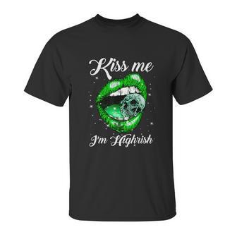 Kiss Me Im Highrish Cannabis Lips Weed Love Lips Cannabis Graphic Design Printed Casual Daily Basic Unisex T-Shirt | Favorety DE