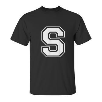 Letter S Capital Alphabet College Varsity Monogram Club Unisex T-Shirt | Favorety AU