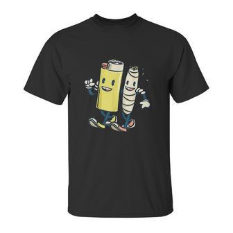 Lighter Joint Friends Smoking Marijuana Unisex T-Shirt | Favorety