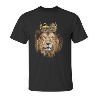 Lion Head Golden Crown Art Canvas King Unisex T-Shirt | Favorety AU