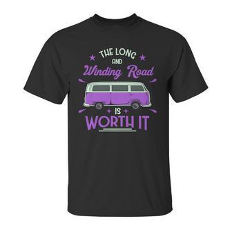 The Long And Winding Road Is Worth It Funny Purpil Van Camping Unisex T-Shirt | Favorety DE