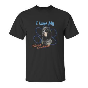 I Love My Bluetick Coonhound Dog Lover Paw Print Unisex T-Shirt | Favorety AU