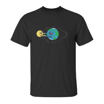 Love Earth And Moon Happy Stars Planets Space Orbit Unisex T-Shirt | Favorety CA