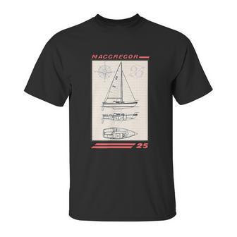 Macgregor 25 Sailboat Line Drawing Graphic Design Printed Casual Daily Basic Unisex T-Shirt | Favorety