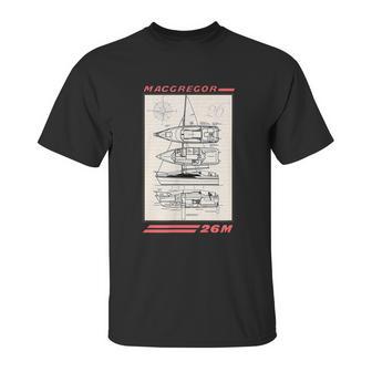 Macgregor 26M Sailboat Line Drawing Graphic Design Printed Casual Daily Basic Unisex T-Shirt | Favorety AU