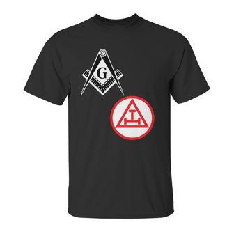 Mens Mason Royal Arch Split Masonic York Rite Black Unisex T-Shirt | Favorety