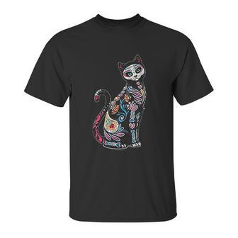 Mosaic Skull Day Of The Dead Cat Art Gift Unisex T-Shirt | Favorety DE