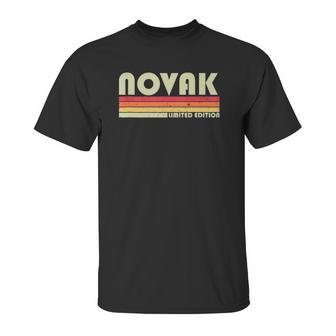 Novak Surname Funny Retro Vintage 80S 90S Reunion Unisex T-Shirt | Favorety