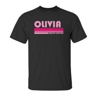 Olivia Name Personalized Retro Vintage 80S 90S Birthday Unisex T-Shirt | Favorety AU