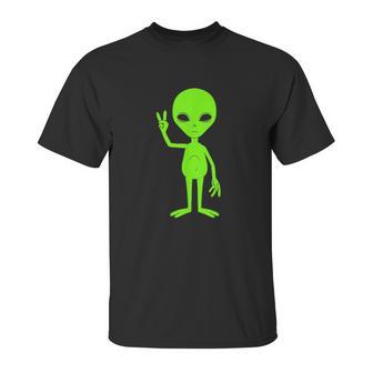 We Come In Peach Sign Hippie Green Alien Ufo Martian Unisex T-Shirt | Favorety DE