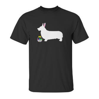 Pembroke Welsh Corgi Easter Bunny Dog Silhouette Unisex T-Shirt | Favorety