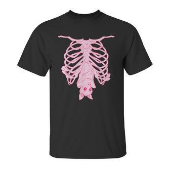 Pink Ribs Bat Pastel Goth Halloween Kawaii Skeleton Witch Unisex T-Shirt | Favorety CA