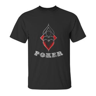 Poker Spades Hearts Diamonds Club Shiny Bling Overlap Unisex T-Shirt | Favorety DE