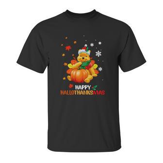 Pooh Bear Happy Hallothanksmas Unisex T-Shirt | Favorety DE