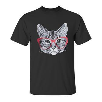 Red Glasses Cat Funny Belcher Kitty Cute Humor Fun Unisex T-Shirt | Favorety DE