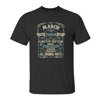 Retro Vintage Made In March 2000 22 Years Old Birthday Unisex T-Shirt | Favorety CA