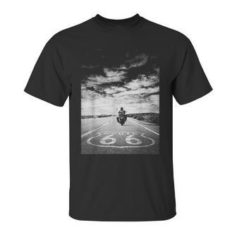 Route 66 Biker On The Road Unisex T-Shirt | Favorety