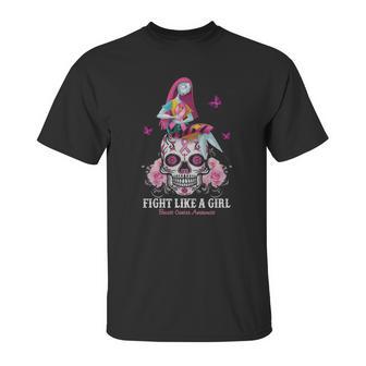 Sally Fight Like A Girl Breast Cancer Awareness Sugar Skull Shirt Unisex T-Shirt | Favorety UK