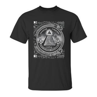 All Seeing Eye Illuminati Dollar Bill Funny Unisex T-Shirt | Favorety AU