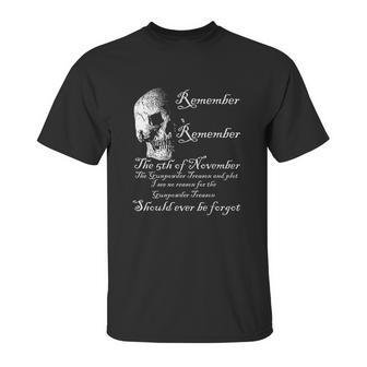 Skull 5Th Of November Guy Fawkes Quote Unisex T-Shirt | Favorety AU