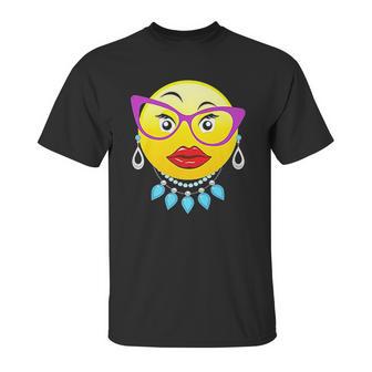 Smiling Emojis Lady Bling Face Glasses Costume Unisex T-Shirt | Favorety CA