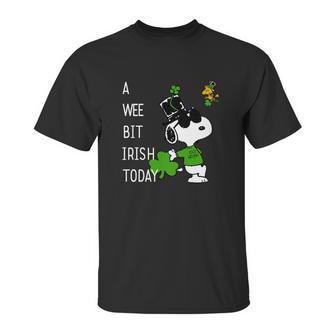 Snoopy A Wee Bit Irish Today Shamrock St Patrick’S Day Shirt Unisex T-Shirt | Favorety