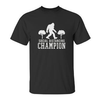 Social Distancing Champ Graphic Unisex T-Shirt | Favorety