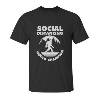 Social Distancing Introvert Bigfoot Funny Unisex T-Shirt | Favorety