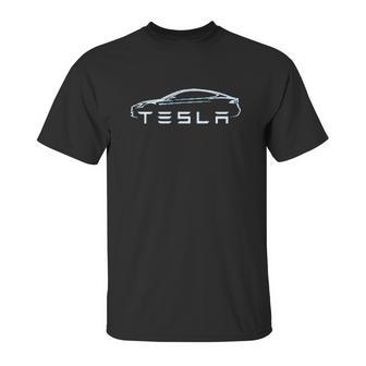 Tesla Model S Electric Car Outline Design Unisex T-Shirt | Favorety UK