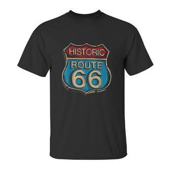 Historic Route 66 Road Sign Highway Unisex T-Shirt | Favorety