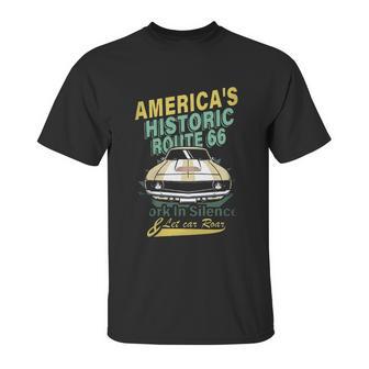 Historic Route 66 Work In Silence Aesthetic Gift 2022 Unisex T-Shirt | Favorety