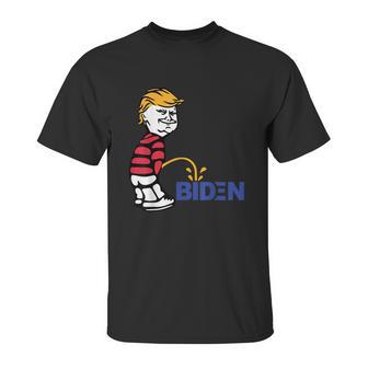 Trump 2021 Peeing Pissing Pee On Biden Anti Biden Unisex T-Shirt | Favorety AU