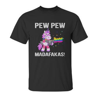 Unicorn Pew Pew Madafakas Vintage Crazy Cat Funny Graphic Unisex T-Shirt | Favorety DE