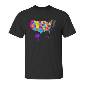 United States Map With States And Capital Cities Unisex T-Shirt | Favorety AU