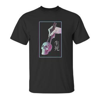 Vaporwave Aesthetic Chopsticks & Skull Pastel Goth Halloween Unisex T-Shirt | Favorety AU