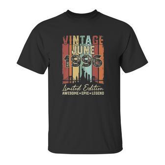 Vintage June 1996 25Th Birthday Decorations 25 Years Old Unisex T-Shirt | Favorety