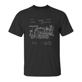 Vintage Patent Print 1886 Locomotive Steam Train Gift Unisex T-Shirt | Favorety DE